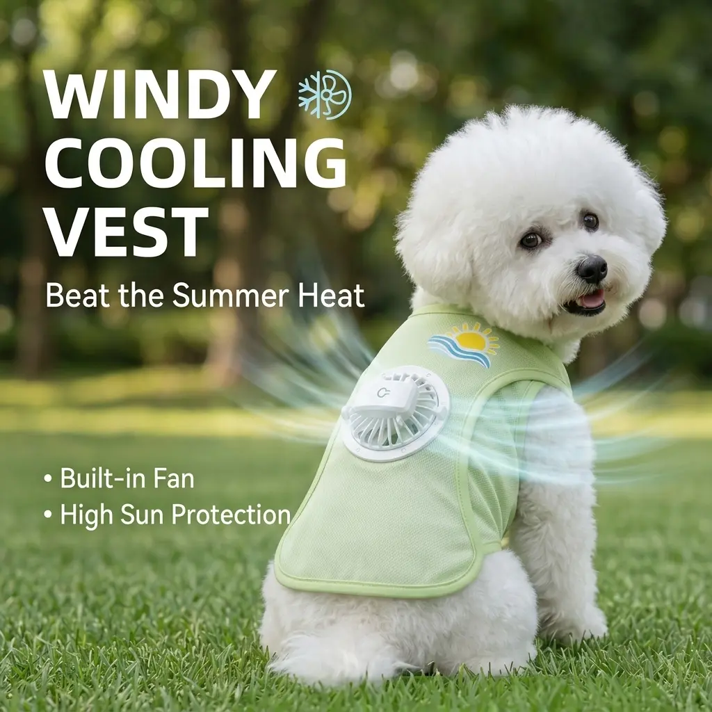 Dog Cooling Vest with Built-in Fan, 3-Speed Rechargeable Air Conditioned Pet Shirt, Breathable Summer Dog Clothes to Prevent Heatstroke, Wearable Cooling Gear for Outdoor Walking