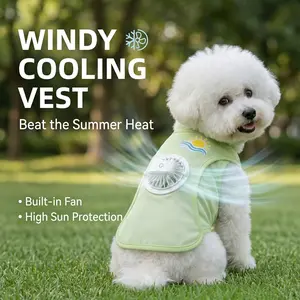 Dog Cooling Vest with Detachable 3-Speed Fan, UV Protection Ice Silk Breathable Sleeveless Pet Sun Protection Shirt for Small Medium Dogs