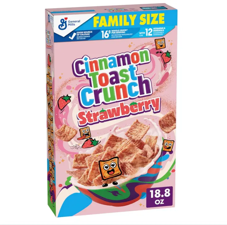 Cinnamon Toast Crunch Breakfast Cereal, Crispy Strawberry Cereal, Family Size, 18.8 oz