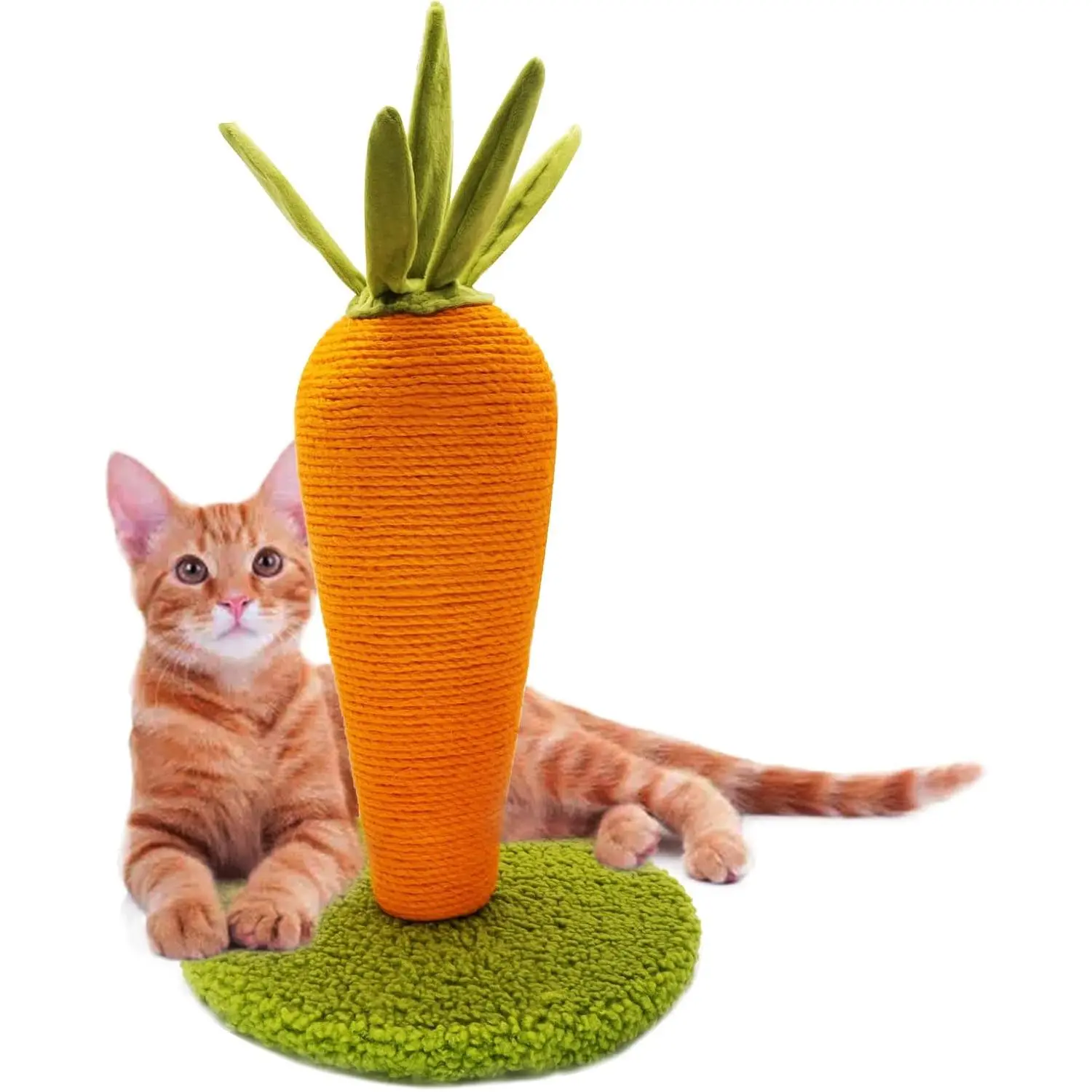 Carrot Cat  , 17'' Cute and Fun Sisal Cat Scratcher for Indoor Cats and Kittens