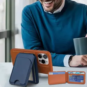 Magnetic Card Holder for Mobile Phone Accessories, Lightweight Slim Portable Design, Compatible with iPhone 16/15/14/13/12 Series, Strong Magnetic Wallet with Adjustable Stand