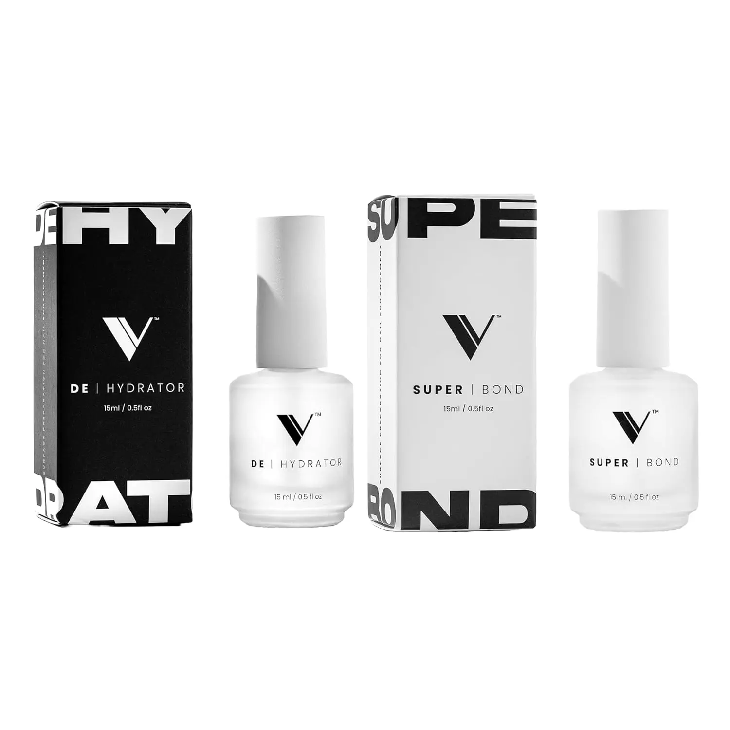 V Beauty Pure Nail Dehydrator & Super Bond Primer - 2-Piece Nail Tech Manicure Prep Set for Youth, Strong Polish Adhesion, Alcohol-Free Care, 15ml Bottles, Two Piece Set