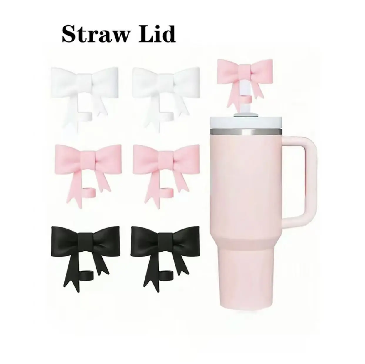 Bow Straw Topper for Stanley Tumbler, Cute Straw Cover Charm, Reusable Cup Decoration Accessory, Water Bottle Accessories
