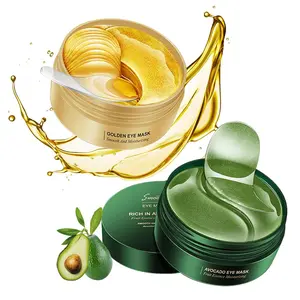 Avocado Golden Under Eye Mask 60 Pairs Hydrating Non-Greasy Patches for Dark Circles Puffiness Anti Aging Skincare for Women Men Refreshing Travel Size Eye Gel Pads Gift Set