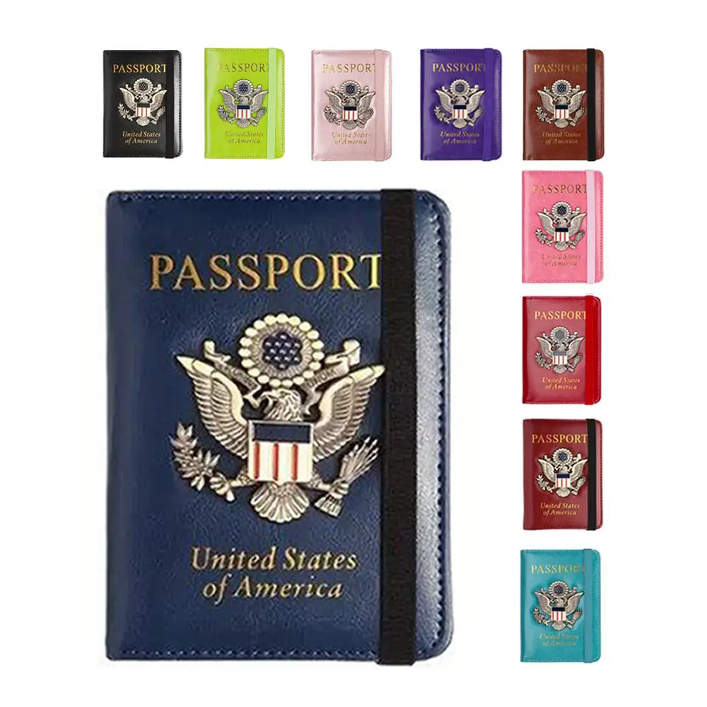 Personalized US Passport Cover Luxury Leather Credit Card Passport Holder Men's RFID Blocking Passport Case
