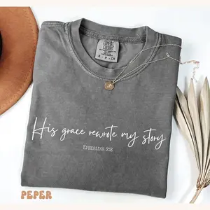 Comfort Colors Christian Minimalist Text Tee, Women's Inspirational Faith T-Shirt, Bible Verse Retro Graphic Tee Gift for Believers