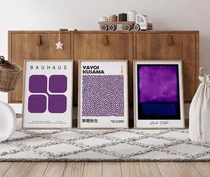 Purple Set of 3 Prints, Bestseller Poster Set, Trendy Poster Bundle, Bauhaus Poster, Kusama Poster, Rothko Poster, Gallery Wall Art Set of 3
