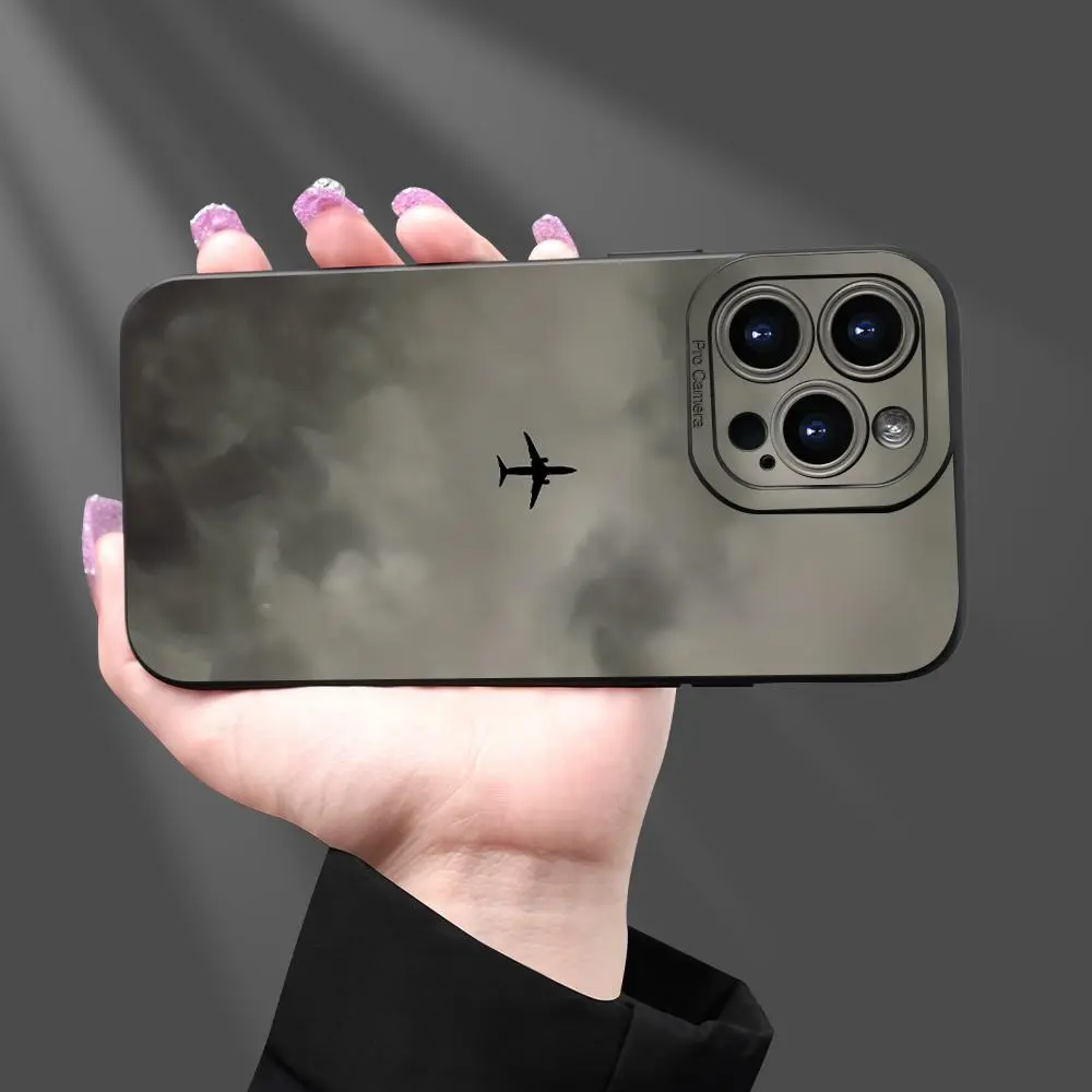 Airplane Pattern Phone Case, Shockproof Protection Phone Protective Cover, Phone Accessory Compatible with iPhone 16 15 14 13 12 11 Plus/Pro/Pro Max
