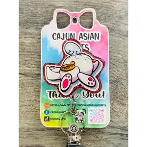 Sleeping Cat Granny Anime Badge Reel/ID Clip Retractable-(Alligator, Belt, MRI Safe, Carabiner Clips) & Non-Retractable Clips