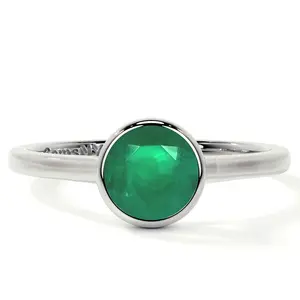 Bezel Set Round Emerald Solitaire Ring (0.50cts.)- REM002-5X5-A