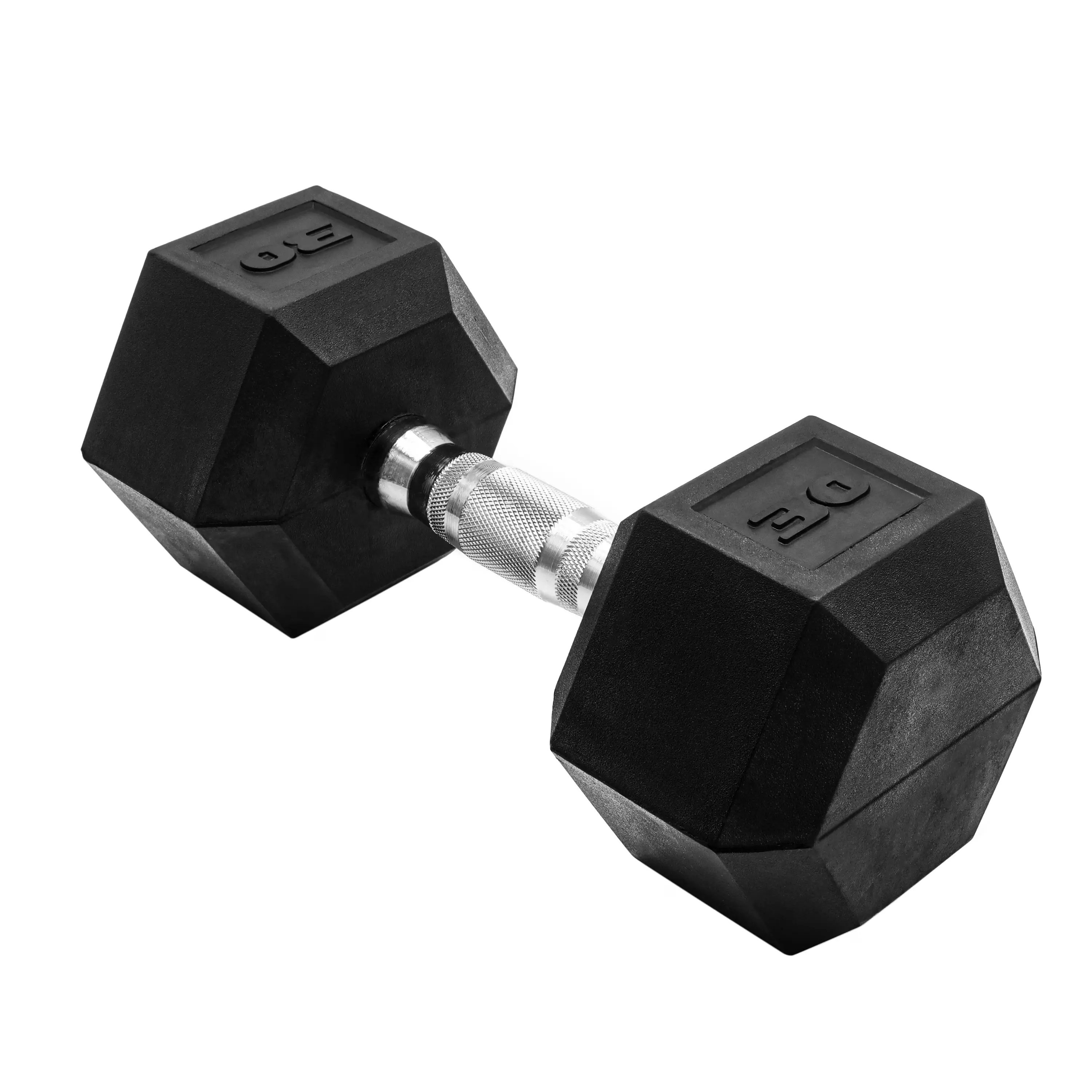 Barbell, 30lb Rubber Hex Dumbbell, Single