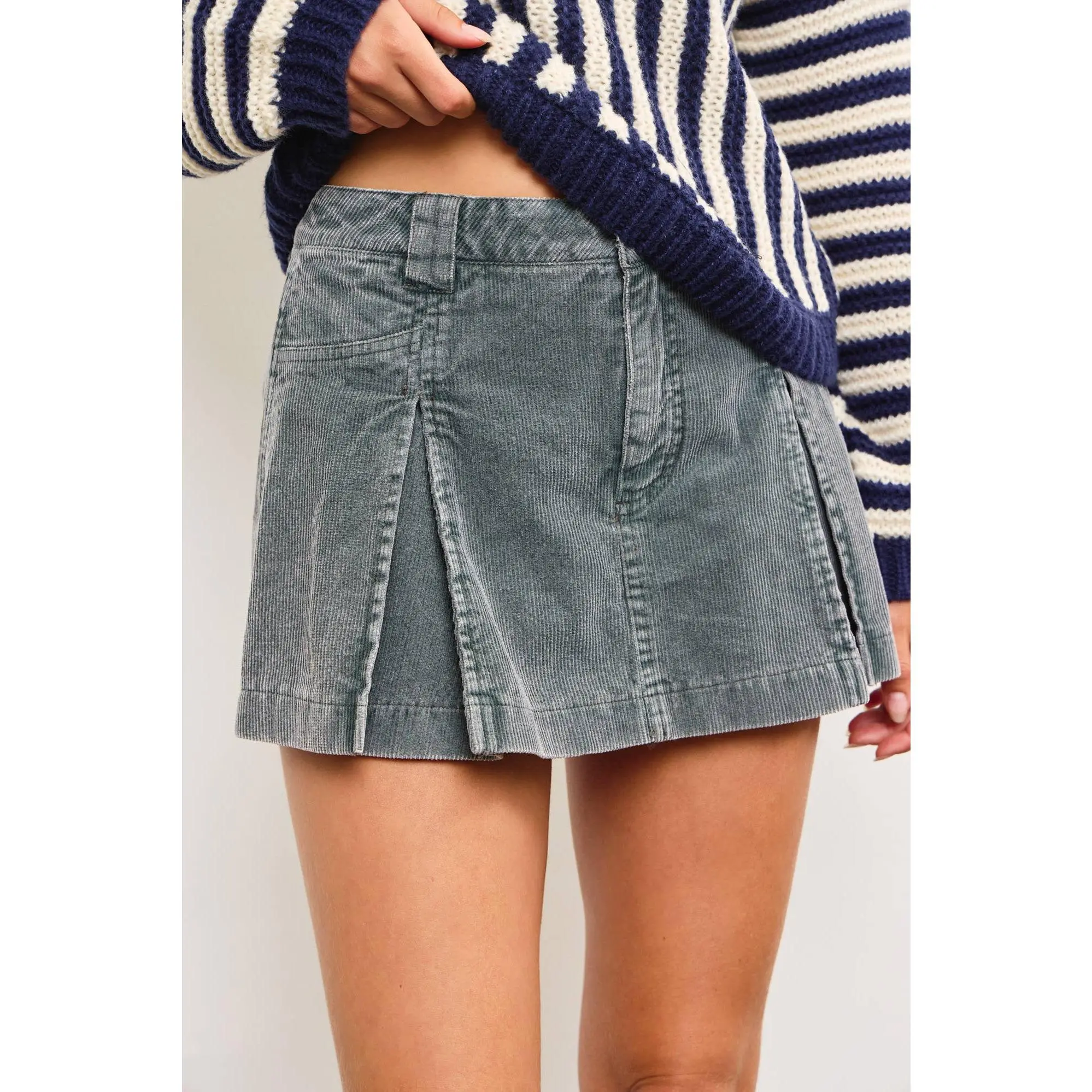 Charcoal Corduroy Mini Skort