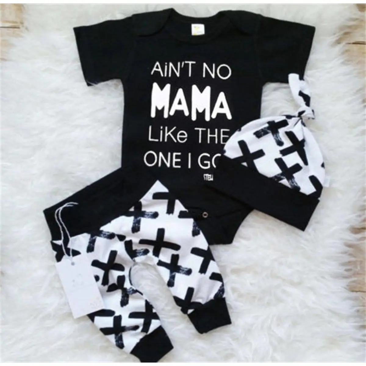 Newborn Infant Baby Boy MAMA Short Sleeve Tops Romper Pants Outfits Set Clothes