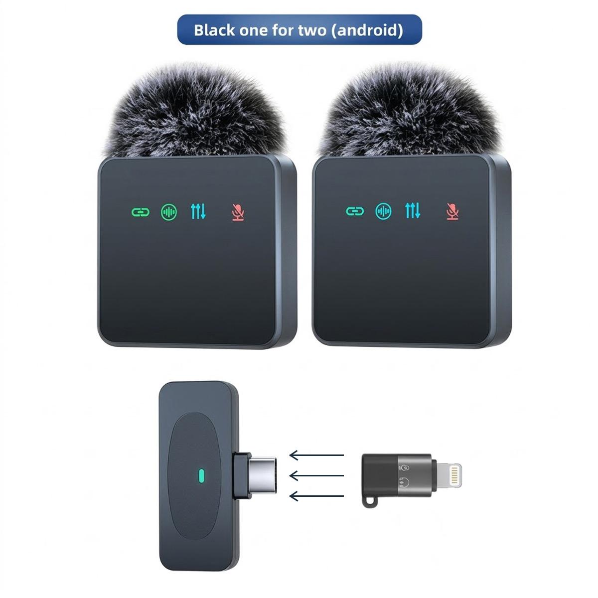 Wireless microphone, USB rechargeable wireless microphone, comes with a Lightning adapter, clip-on design, suitable for HD video blogging/live streaming, audio and microphone.