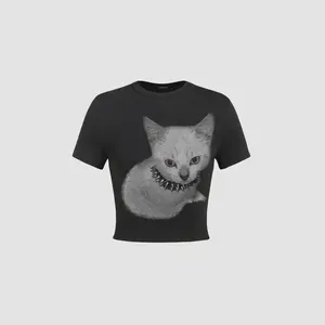 Cider Round Neckline Cat Graphic Tee