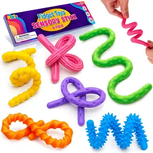 Lesong Sensory Stick Fidget Toys 6 Pack Textured Calming Toys for Autism Kids Teacher Classroom Must Haves Anxiety Relief Fidgets for Students Travel Activities EssentialFidget Twist Tangle Sensory  ChristmasGifts TikTokShopBlackFriday  Stocking Stuffers