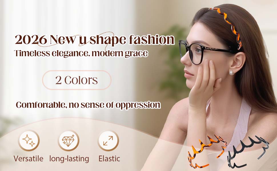 2026 New U Shape Fashion Tooth Hair Comb Headband, High Cranium Head Bands for Women's Hair, Zig Zag Headbands for Women, Wavy Teeth Hairs Hoop for Women Girls Hairs Accessory Styling (Mix 2PCS, M)