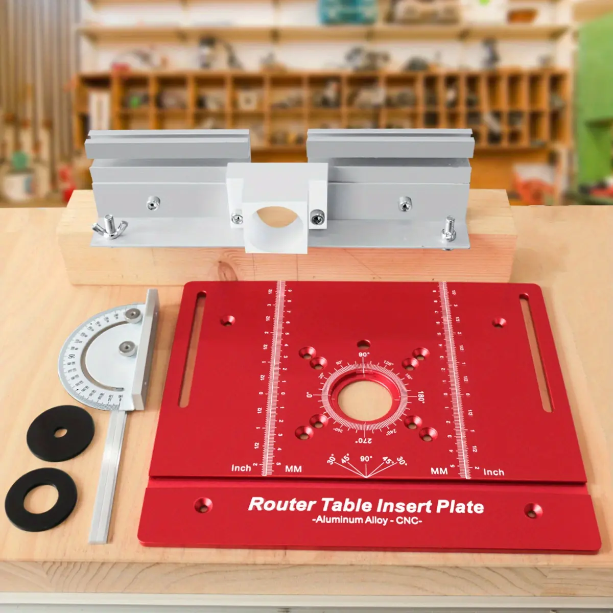 Aluminum Alloy C8 Electric Wood Milling Inverted Board, with A 360 Degree Angle Marked Circular Milling Table Insertion Board According To The Public and English System Power Tools