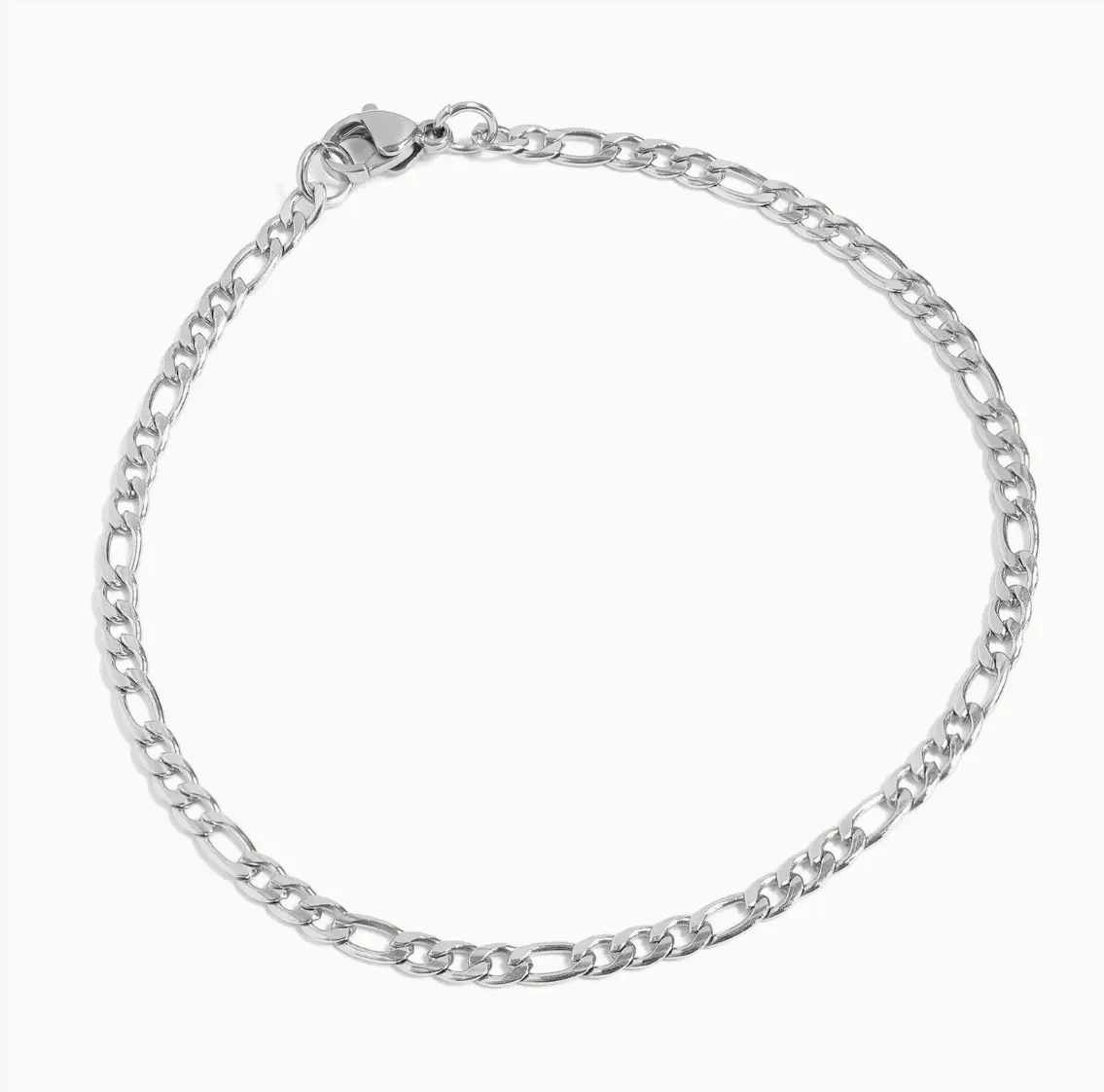 Women's Stainless Steel Figaro Link Bracelet - Elegant Silver Chain, Adjustable Size, Secure Clasp, Waterproof, Classic Casual Fashion Accessory for Everyday Wear