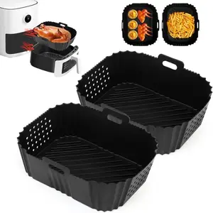 Silicone Air Fryer Liner, Non-stick Air Fryer Baking Tray, Kitchen Air Fryer Accessories for Ninja Double Stack SL400EU AF400EU AF300EU
