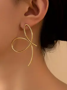 Fashionable Bow Design Dangle Earrings, Hoop Shape Earrings, 1 Pair Casual and Versatile Accessories for Women, All-match Trendy Ear Jewelry for Party