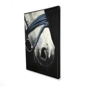 Begin Home Decor 2081-3624-AN484 24 x 36 in. Horse with Harness - White Horse Framed Canvas Home Decor