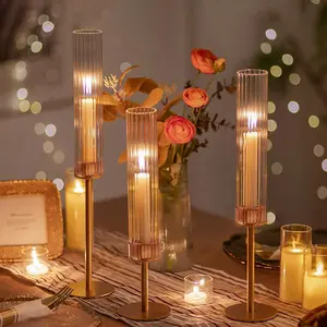 Glass Candle Holder, 3 Counts/set Elegant Candlestick Holder, Decorative Candle Holder for Home Party Wedding, Home Decor, Ornaments, Interior Decoration Accessories