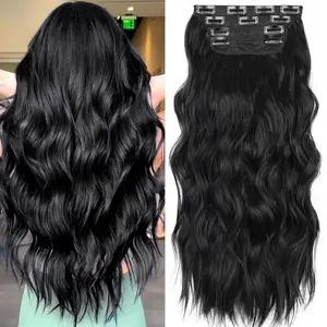 Clip in Hair Extensions for Women 20inch Long Wavy Hair Extensions Clip Ins 4PCS/190g Synthetic Soft and Natural Thick Hair Pieces for Women 6.7oz