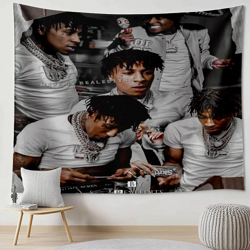 YoungBoy Never Broke Again Rapper Tapestry Wall Hanging - Polyester Hip Hop Banner Artwork, Room Art Decoration for Bedroom, Wedding, Home Decor Supplies, Lightweight, Print