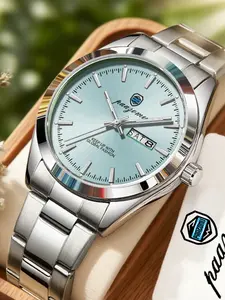 Paazomu 2026 Men's Watch, Analog Watch, Original Quartz, Waterproof, Luminous, Stainless Steel, Automatic Date, with Box, Fashionable Design
