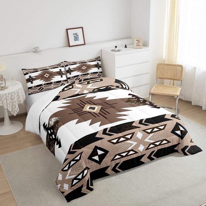 Southwestern Bedding Set,Bohemian Geometric Quilt,Ethnic Tribal Arrow Comforter Set,Western Diamond Triangle Exotic Aztec Duvet Insert