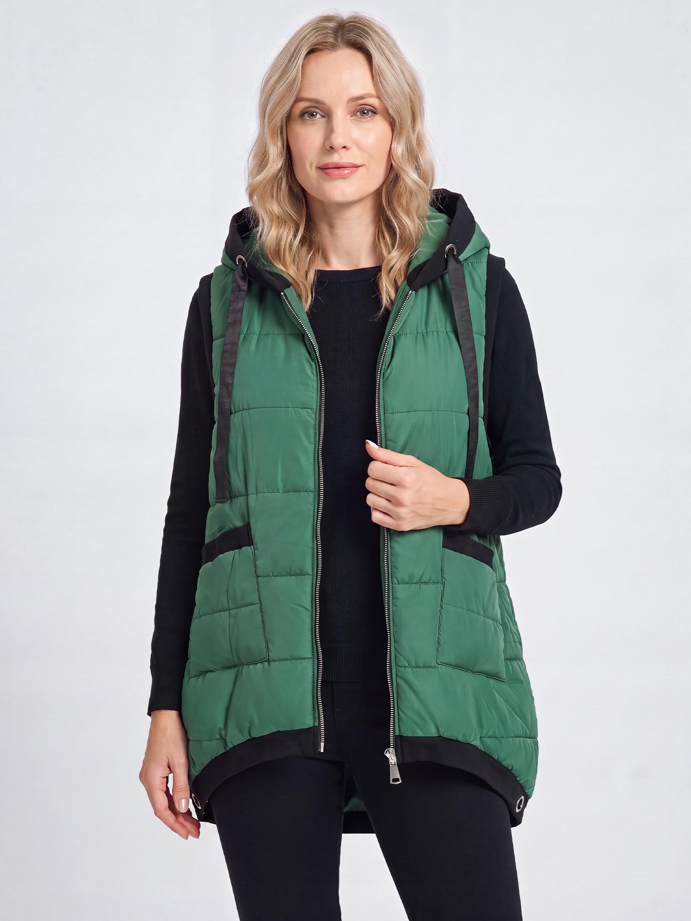 Aswulk Women Hooded Quilted Padded Vest, Thick Zip Up Sleeveless Jacket With Big Pockets, Front Short Back Long Casual Layering Gilet