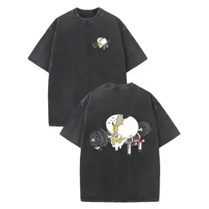 Women's Vintage Washed Cotton Short-Sleeve Graphic T-Shirt, Workout Gym Egg Lifting Weights Top, Casual Streetwear Tee,summervibes