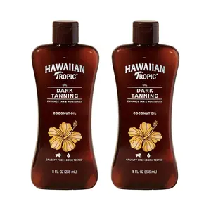 Dark Tanning Oil, 8oz | Moisturizing Body Oil with Cocoa Butter, Tan Enhancer, 8oz each Twin Pack