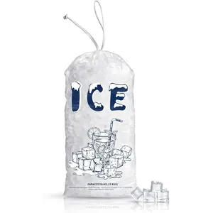 50 Pack Plastic Ice Bags 5 lb, Heavy-Duty Ice Bags 17 x 9 inch with Drawstring