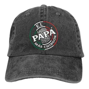 Mexican Flag Cotton Casual Baseball Cap, "El Papa Mas Chingon" Letter Design Clothes Accessory, Father’s Day Gift from Daughter, Dad’s Birthday Gift