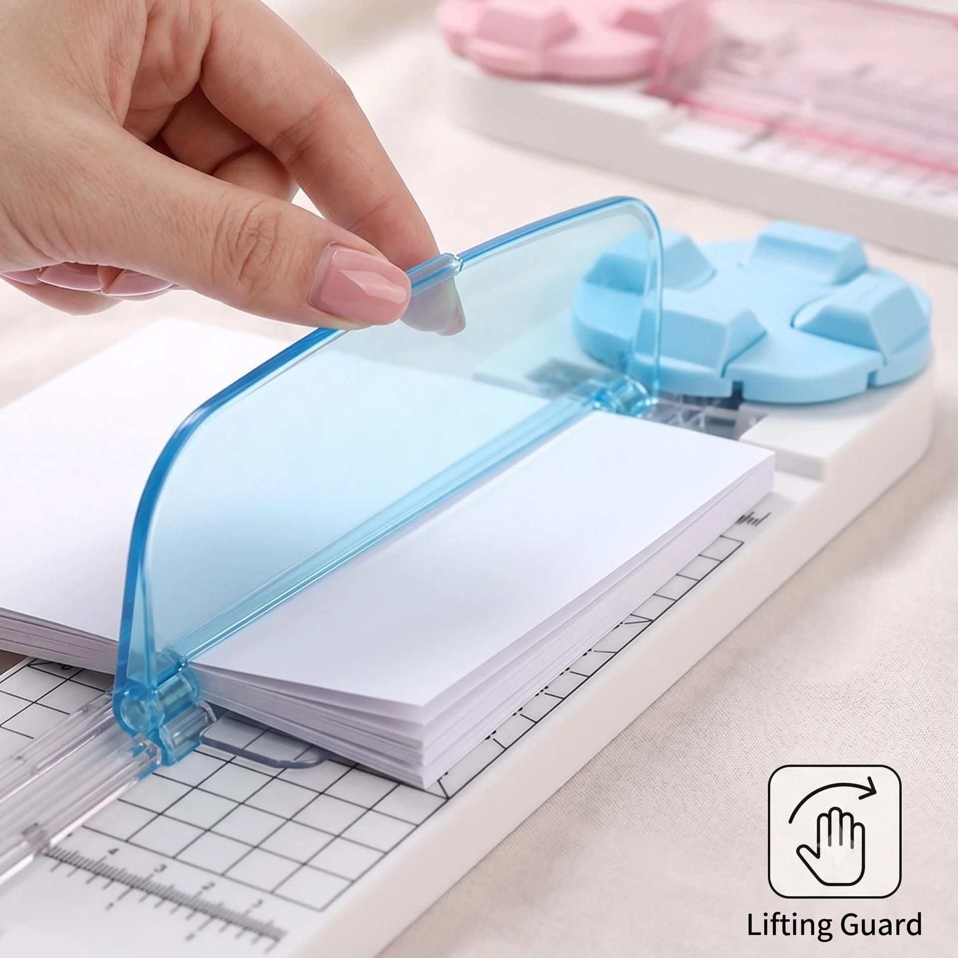 4-in-1 Multi-Pattern Rotary Paper Cutter, Multipurpose Trimmer with 4 Cutting Styles for Home Office, Crafting & School, Straight/Wavy/Perforated/Fold, Anti-Drift Clamp & Measurement Base