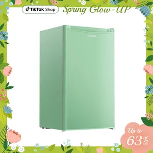 Upstreman mini fridges 3.2 Cu.Ft with Freezer Compact Single-Door Fridge for Dorm Office Bedroom BR321 Adjustable Temperature Thermostat Energy Efficient Quiet Operation Green Fridge Small pantry drink fridge skincare fridge refrigerator