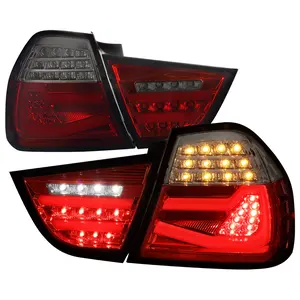 2009-2011 E90 3-Series 4Dr Sedan Red LED Tail Light (Chrome Housing/Red Smoke Lens)