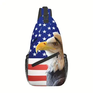 A Versatile Crossbody Chest  Featuring The American Flag And an Eagle, Perfect for Hiking. This Stylish And Durable Shoulder  Has a Large Capacity, Making It Ideal for Shopping, Work, Leisure Travel, Beach Outings bag