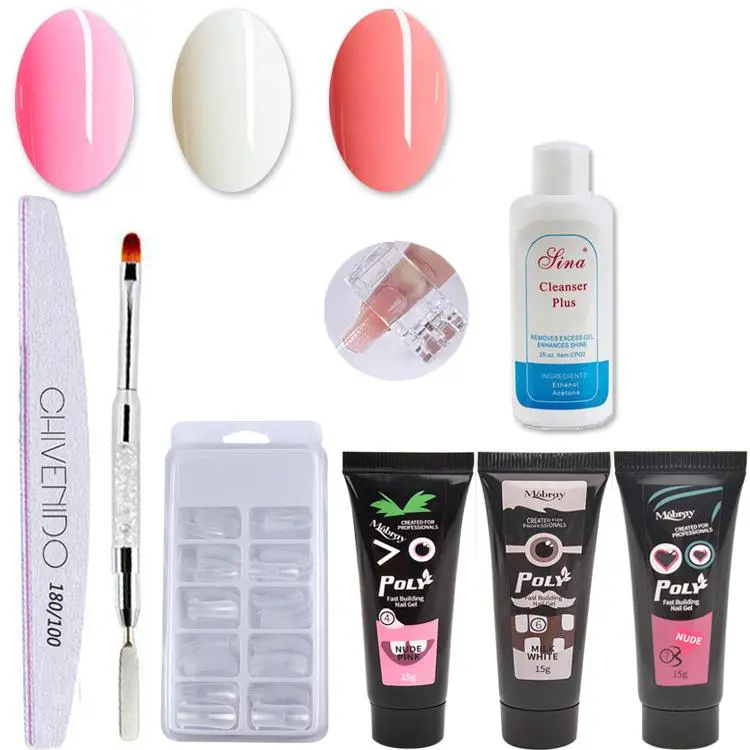 Mobray 3-Color Poly Gel Nail Extension Starter Kit | DIY Salon Nails at Home