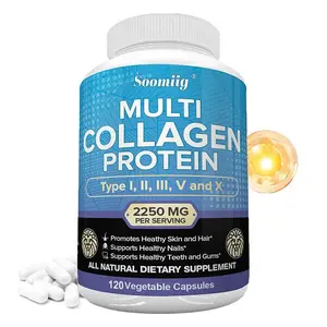 Multi-Collagen Health Supplement for Hair, Skin, Nails, Teeth, and Joint Health, 120 Capsules