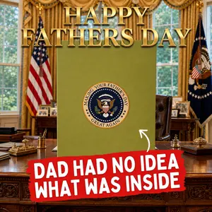 [Arrives in time for Father's Day]Talking Pop Up Fathers Day Card with Light & Sound - Plays Trup's Real Voice, Funny 3D Pop Up Greeting Card, Stage Podium Scene, Funny Fathers Day Surprise for Dad, gift,