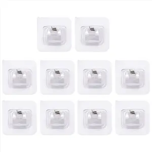 10PCS Self Adhesive Curtain Rod Holders No Drill Curtain Rods Brackets No Drilling Nail Free Adjustable Hooks -2