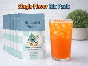 6 Pack Single Flavor Loaded Waters | 32oz Sugar Free Caffeinated Flavored Powder Beverage Mix | Made in USA | Easy to Mix