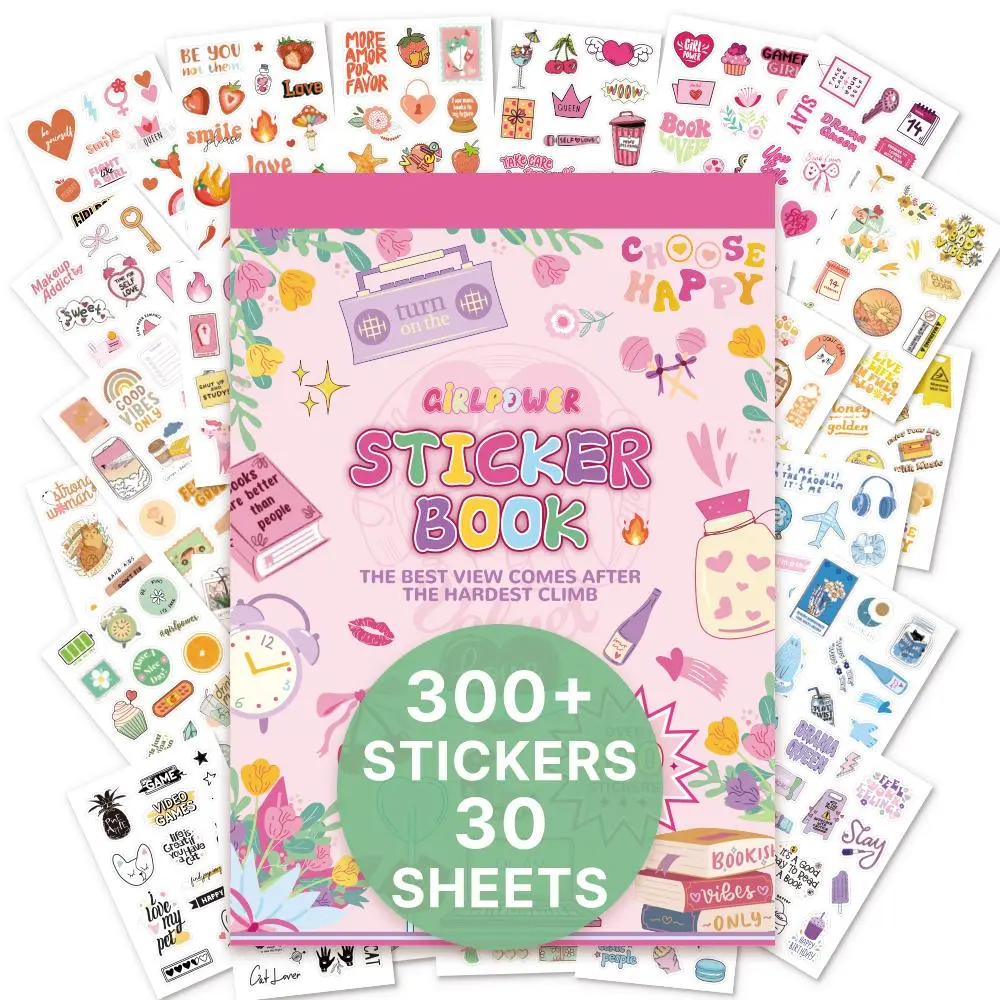 Colorful Sticker Book, Aesthetic Sticker Book, 1 Count, 30 Sheets, Sweet and Cool Pattern Stickers, Coil-Bound Decorative Stickers, Diary Sticker Pack for Diary Marking, DIY Crafts, and Scrapbook Accessories