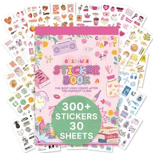 Colorful Sticker Book, 1 Count 30 Sheets Sweet & Cool Patterns Sticker Book, Aesthetic Coil-bound Decorative Sticker, Diary Sticker for Creative Marking & DIY Crafts, Art Stickers