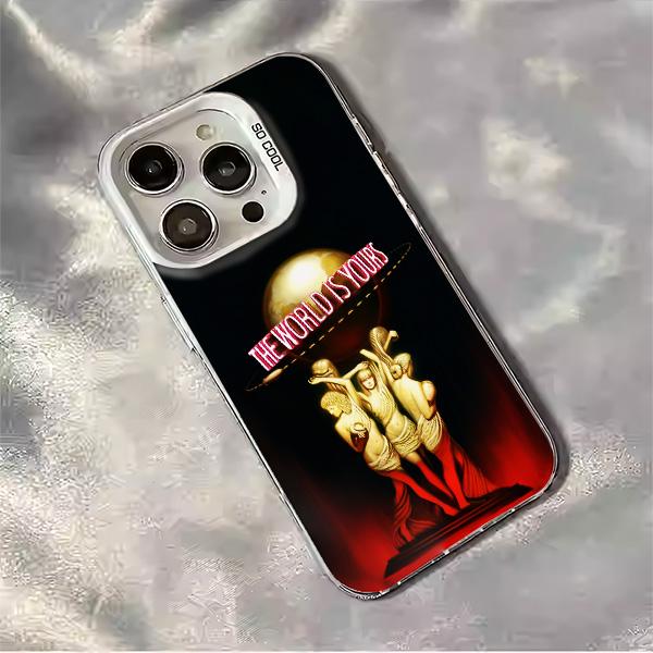 The World Is Yours S-Scarfaces Colorful Silver Back Phone Case For IPhone 17 16 15 14 13 12 11 Air Plus Pro Max Plus and Samsung Galaxy S21-S26 Ultra Fe Camera Lens Protection Shockproof Magnetic iPhone Case