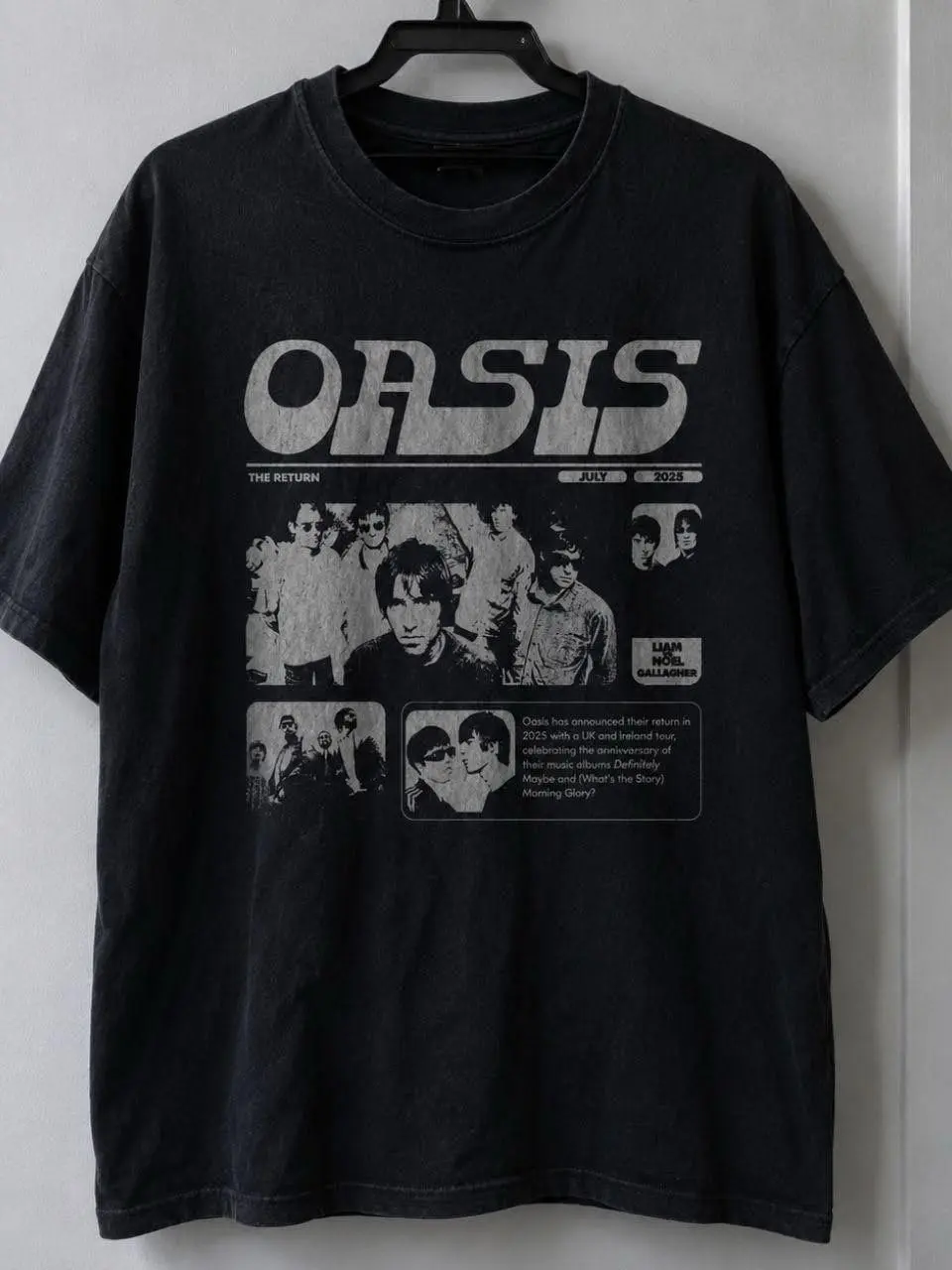 Oasis Tour Style T-Shirt, Vintage Britpop Music Graphic Tee, Unisex Heavy Cotton, Oasis The Return Graphic Tee