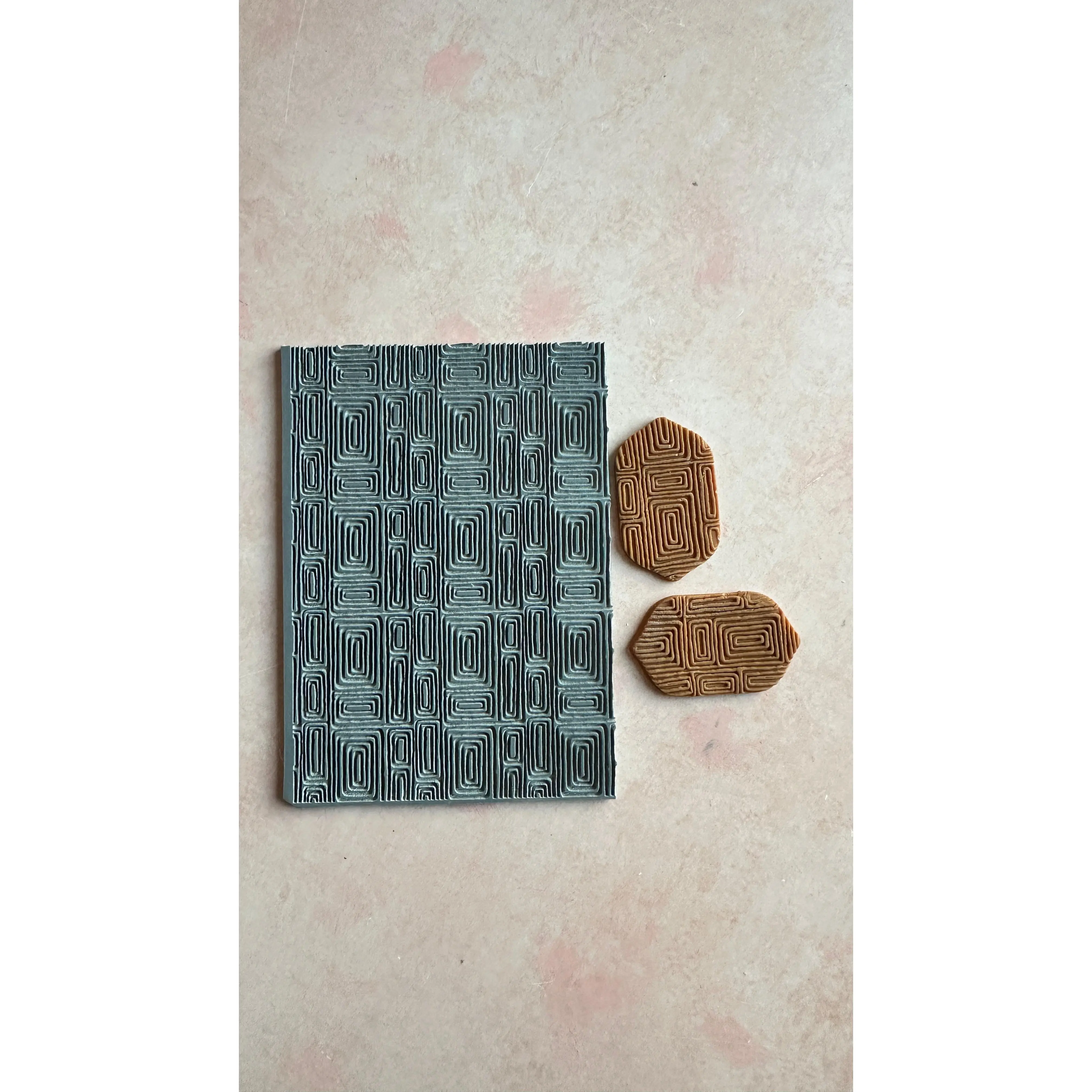 Polymer Clay Rubber Stamp Mod Rectangle Boho geometric pattern